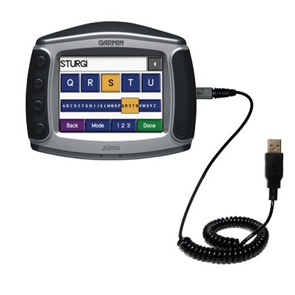 Coiled Power Hot Sync and Charge USB Data Cable w/ Tip Exchange for the Garmin Zumo 500 - Gomadic Brand