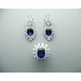 Platinum Diamond and Sapphire Set