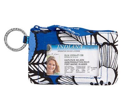 Vera Bradley Zip ID Card Case (Blue Bayou)