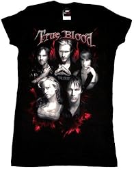 TRUE BLOOD T-SHIRTS - CAST GROUP SHOT - TRUE BLOOD SHIRTS - OFFICIAL CAST T-SHIRT FOR GIRLS - BILL - SOOKIE - SAM - JUNIORS TEE