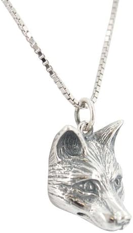 Detailed Wolf Pendant for Men or Women in Sterling Silver on a 20 inch 1mm Rhodium Box Chain Necklace, 3 Dimensional Wolf Head