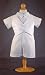Two-Piece Christening Short Set with Satin Jacquard Vest Front