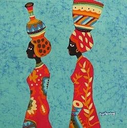 Indonesian Hand Dyed The Walk Home African Batik Fabric Panel