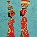 Indonesian Hand Dyed The Walk Home African Batik Fabric Panel