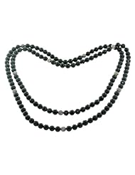 Natural Black Onyx Strand Beaded Necklace Sterling Silver Fashion Party Jewelry