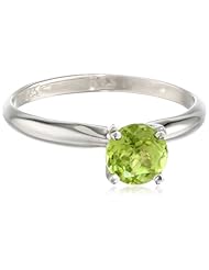 14k Gold 6mm Round Peridot Gemstone Solitaire Ring (0.80 ct)
