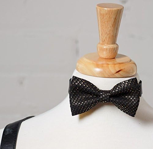 Personalized Gold-Dotted Leather Bow Tie