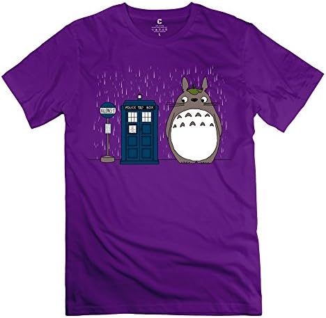 FRB Men's Doctor Who Telephone Box Neighbor Totoro T-Shirt Purple L