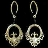 10 Gauge (2.5mm) Fleur Organic Natural Mother of Pearl Dangle Earrings