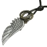 Halskette FLÜGEL Leder mit Anhänger Metall Kreuz Kette