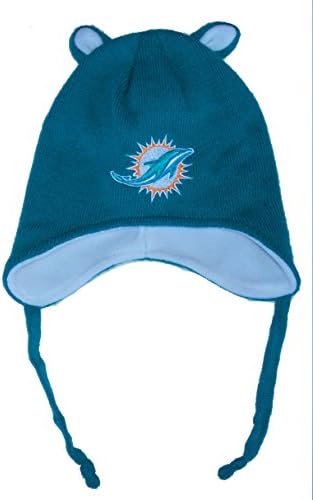 Miami Dolphins New Logo Toddler Mouse Ears Knit Beanie With Tassels Hat Cap NFL Apperal Boys And Girls
