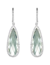 Sterling Silver Halo-Styled Pear-Shaped Dangle Earrings