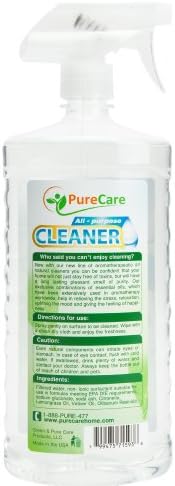 Pure Care Natural Bathroom Cleaner 32OZ Spray Bottle-Aromatherapeutic-Lemongrass Vetiver-Safe on Metal Fixtures, Sinks,Faucets,Bowls,Tile,Walls,Grout-Biodegradable -Septic Safe-Made in USA (2 PACK)