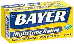 Bayer Aspirin Pain Reliever/ Fever Reducer, PM Nighttime Sleep Aid, 40-Count Coated Caplets (Pack of 4)