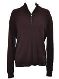 Calvin Klein Mens Quarter Zip Ribbed Pullover Sweater Blackberry XXL