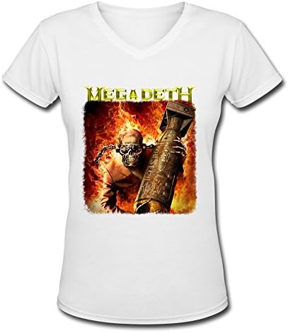AOPO Megadeth V-Neck Short Sleeve Shirt For Women Small