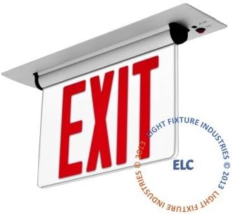LFI - Edge Lit Exit Sign LED Rotating Panel - Red Lettering - Battery Backup - Recessed Mounting Kit - ELRTRR