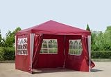 Pavillon PE Gartenzelt mit 4 Seitenteilen in Rot