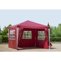Pavillon PE Gartenzelt mit 4 Seitenteilen in Rot