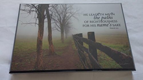 Assorted Inspirational Message Wooden Wall Plaque, 6" x 9" (He Leadeth Me Psalm 23:3)