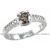 0.80ct SI2 Fancy-Champagne Diamond Engagement Ring 14k White Gold Antique Style