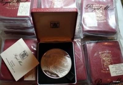 1985 Falkland Island Royal Mint Sealed 25 Silver Proof HUGE 4.46 Troy Oz Pure