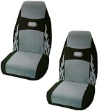 Gray NOS Flames Car Truck SUV Bucket Seat Cover - Pair