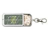 Baby Keepsake: Green Floral Pattern Monogram Personalized Key Chain Mint Tin Favors - (Set of 24)