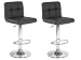 Chic Modern Adjustable Synthetic Leather Bar Stools - Black - Set of 2