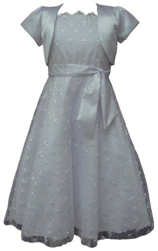 Communion Girl Sleeveless Embroidered Tulle Dress with Satin Bolero(7-16) (10) Communion Girl Sleeveless Embroidered Tulle Dress with Satin Bolero(7-16) (10)