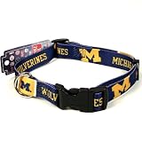 MICHIGAN WOLVERINES ADJUSTABLE DOG PET COLLAR SZ L