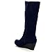 DBDK MONICCAA-2 Women's Comfy Buckle Strap Wedge Heel Knee High Winter Boots