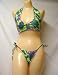 Junior Ladies Tie Side Bottom Bikini - Halter Top - Purple Hibiscus - Medium