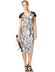 Autograph Deep V-Neck Striped Dress