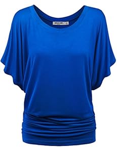 LL Womens Boat Neck Short Sleeve Dolman Drape Top XL COBALT_BLUE