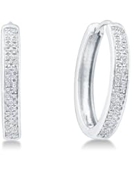 0.25 cttw. Diamond Earrings Ladies Micro Pave Hoops 10K Yellow Gold
