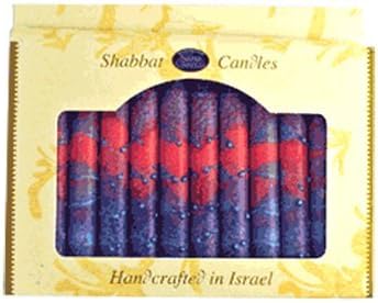 Handcrafted Judaica Jewish Safed 12 PC Sunrise Purple Shabbat Candles