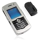 Blackberry Pearl 8100 8100c PDA Accessory Bundle Kit- Silver Aluminum Metal Case With Belt Clip + Premium Reusable LCD Screen Guard Protector with Lint Cleaning Cloth By Ikross