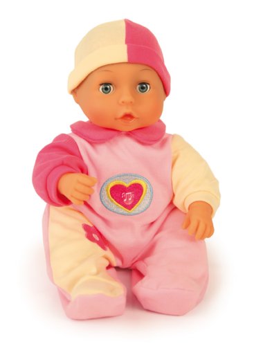 Bayer Design 93312-rosa - Baby-Puppe First words Baby mit Schlafaugen, 12 Babylaute, 33 cm, rosa