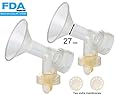 2x One-Piece Large 27 mm Breastshield w/ Valve, Membrane for Medela Breast Pumps; Can Replace PersonalFit Shield & Connector; Replace Medela Pump Parts; Simple Wishes Bra & Medela Quick Clean Micro Steam Bag Compatible;Made by Maymom