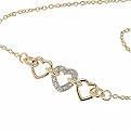 Sterling Silver Vermeil Genuine Diamond Heart Link Bracelet