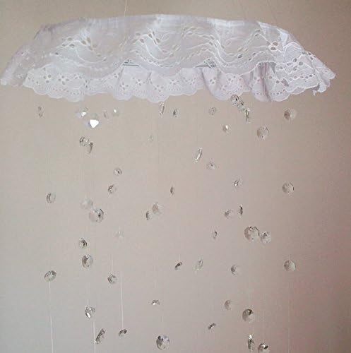 crystal baby mobile,white baby mobile, lace baby mobile, crystal mobile, white lace baby mobile, girl nursery, elegant baby mobile