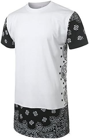 URBANCREWS Mens Hipster Hip Hop Paisley Edges T-Shirt WHITE MEDIUM