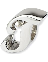 Reflection Beads Silver Letter T Script Alphabet Bead