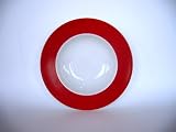 Produkt-Bild: 4x Teller tief 23,5cm wei&szlig; mit rotem Rand