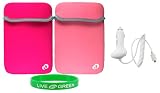 Non-OEM Amazon Kindle 2 Neoprene Sleeve Case with Car Charger - Logo Reversible Pink Magenta