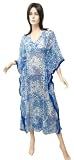Kaftan Sexy Blue Animal Printed Long Sheer Kaftan Tunic Tube Mexican Caftan VALENTINE'S DAY GIFT