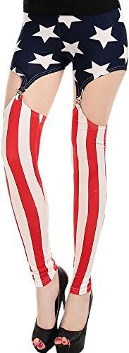 FunLeggings Women's Stars and Stripes Thin Garter Leggings One Size