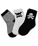 Rising Star Boys Skull Socks 3-Pack (6-18M) - white/black, 6-12mos.