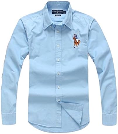 Polo Ralph Lauren Men's Long Sleeve Shirt with Embroidery (L, Sky Blue)